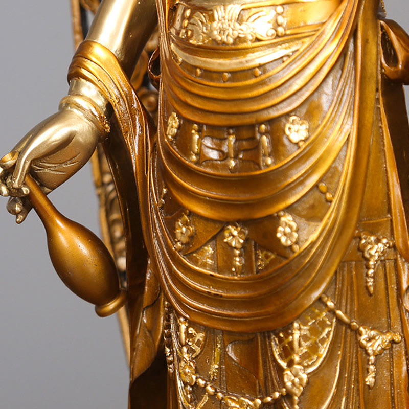 Kwan Yin Aura Harmony Statue – robe drapery fold detail, handmade divine craft