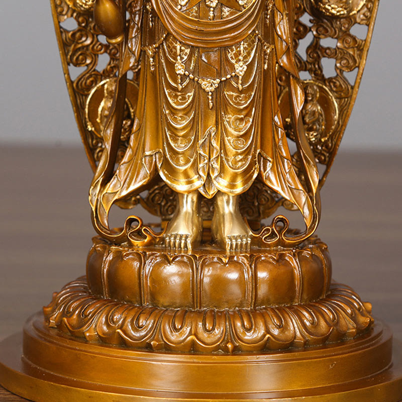 Kwan Yin Aura Harmony Statue – three-quarter angle view, Buddhist altar centerpiece