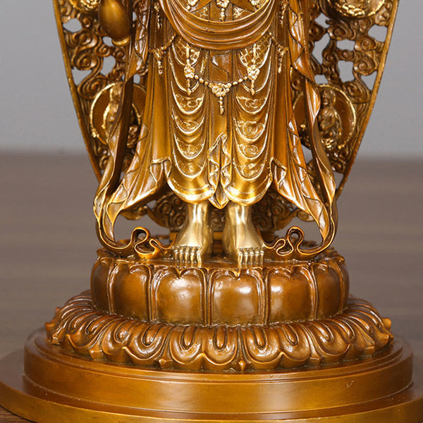 Kwan Yin Aura Harmony Statue – three-quarter angle view, Buddhist altar centerpiece