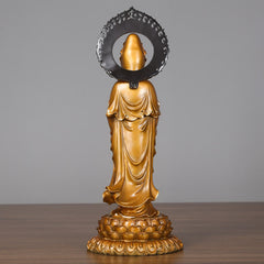 Kwan Yin Lotus Aura Statue – right side holding purifying vase, zen meditation figurine