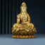 Kwan Yin Avalokitesvara Lotus Sitting Harmony Brass Copper Statue Altar Decor – Front lotus seated, meditative Kwan Yin pose