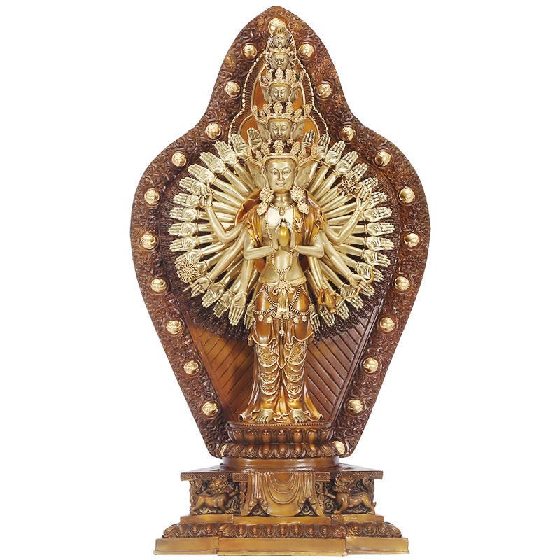 Thousand-Armed Avalokitesvara Kwan Yin Wealth Brass Copper Statue Decor – Back arms symmetry, sculpture design detail