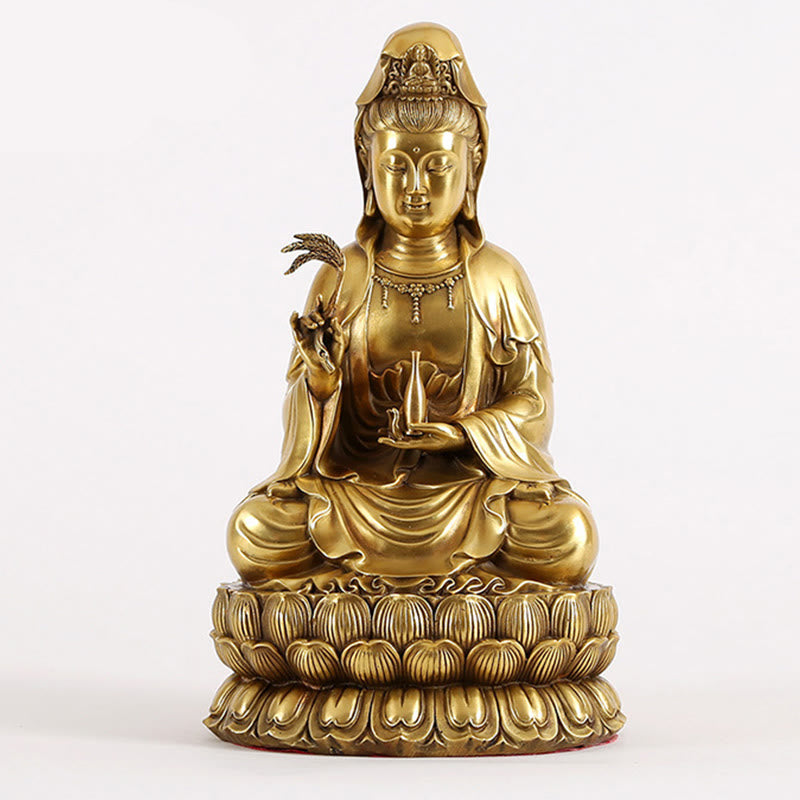 Kwan Yin Avalokitesvara Willow Bottle Harmony Brass Copper Statue Home Decor – Standing posture, elegant deity silhouette
