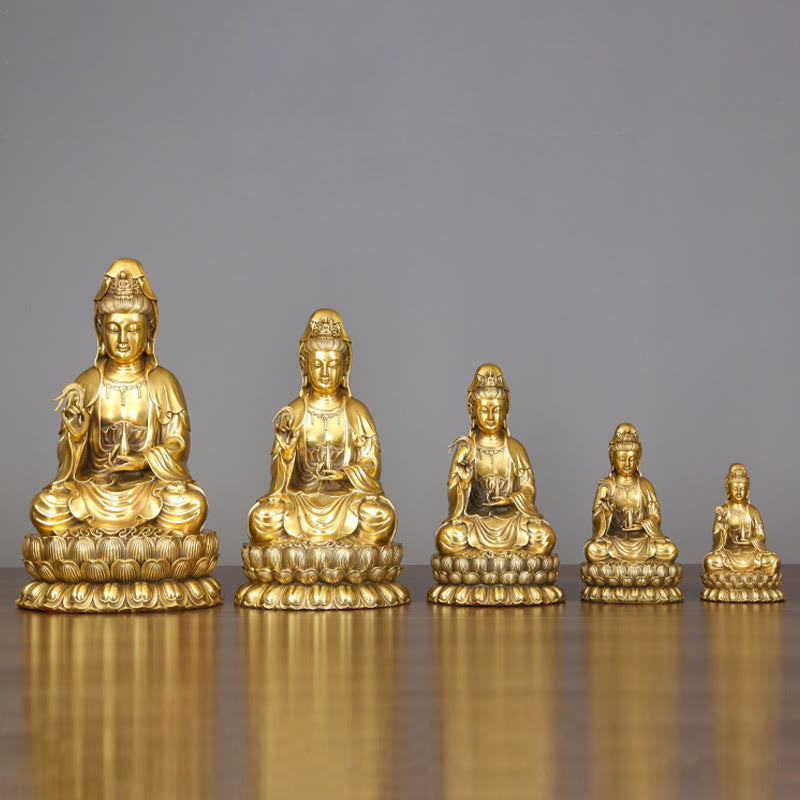 Kwan Yin Avalokitesvara Willow Bottle Harmony Brass Copper Statue Home Decor – Willow branch detail, purification symbol art