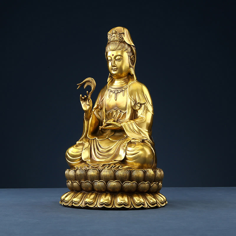 Kwan Yin Avalokitesvara Willow Bottle Harmony Brass Copper Statue Home Decor – Yoga studio display, mindfulness space decor
