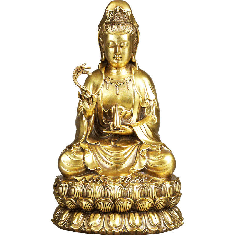 Kwan Yin Avalokitesvara Willow Bottle Harmony Brass Copper Statue Home Decor – Polish antique comparison, style option view
