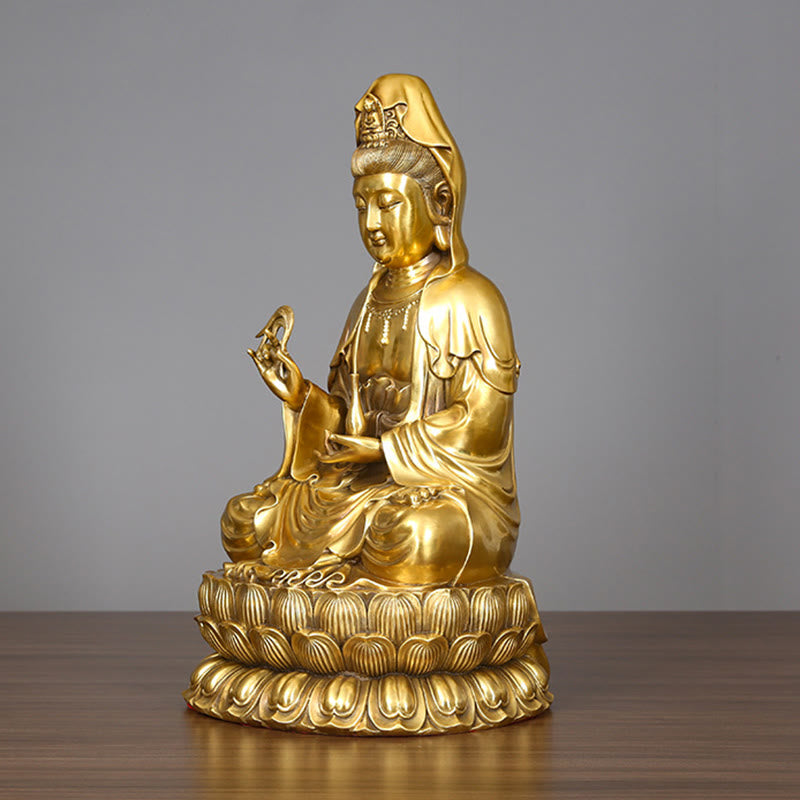 Kwan Yin Avalokitesvara Willow Bottle Harmony Brass Copper Statue Home Decor – Ruler measurement guide, size reference detail