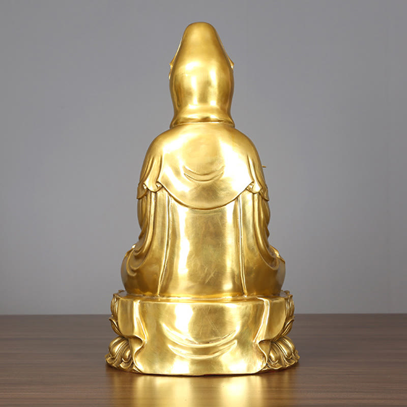 Kwan Yin Avalokitesvara Willow Bottle Harmony Brass Copper Statue Home Decor – Shelf styling idea, modern zen home accent