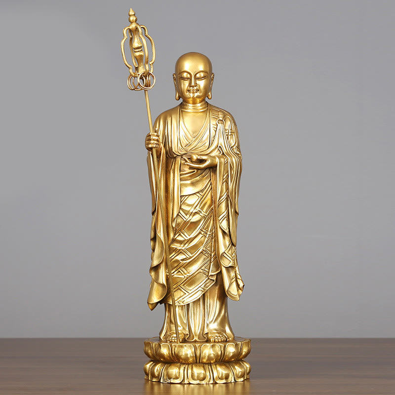 Ksitigarbha Bodhisattva Compassion Copper Statue Home Offering Decoration – Incense burner scale, home shrine size guide