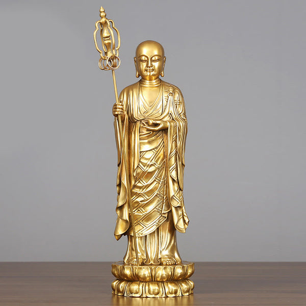 Ksitigarbha Bodhisattva Compassion Copper Statue Home Offering Decoration – Incense burner scale, home shrine size guide