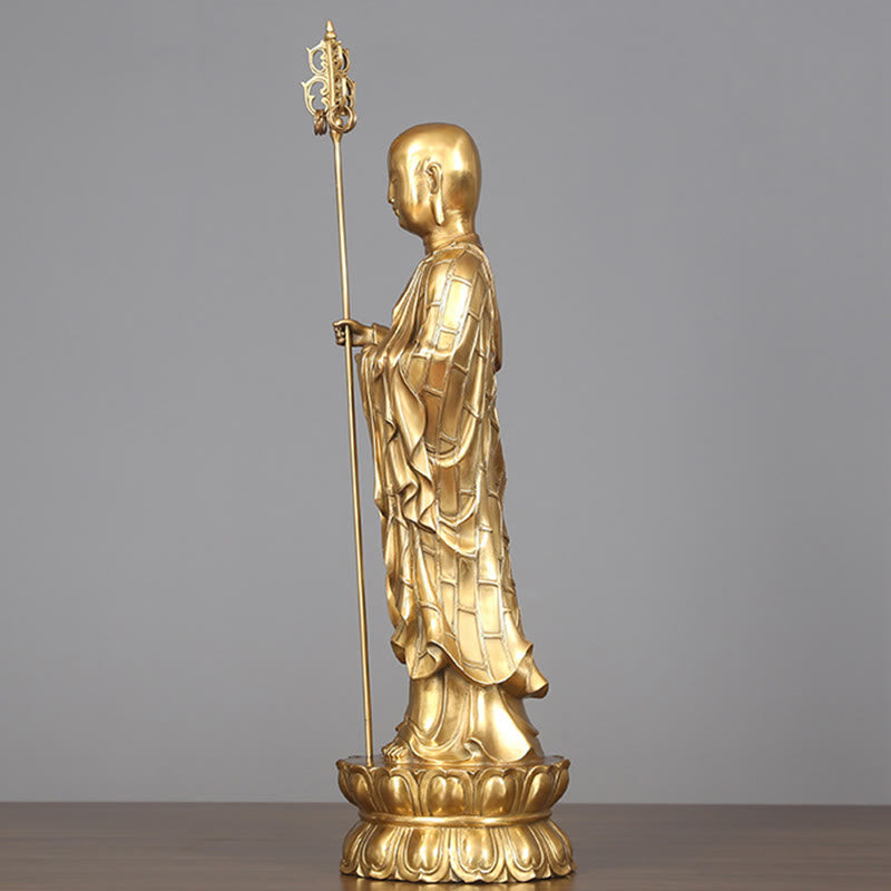 Ksitigarbha Bodhisattva Compassion Copper Statue Home Offering Decoration – Protective packaging, secure statue shipping