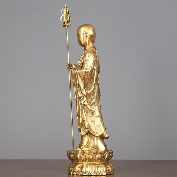 Ksitigarbha Bodhisattva Compassion Copper Statue Home Offering Decoration – Protective packaging, secure statue shipping