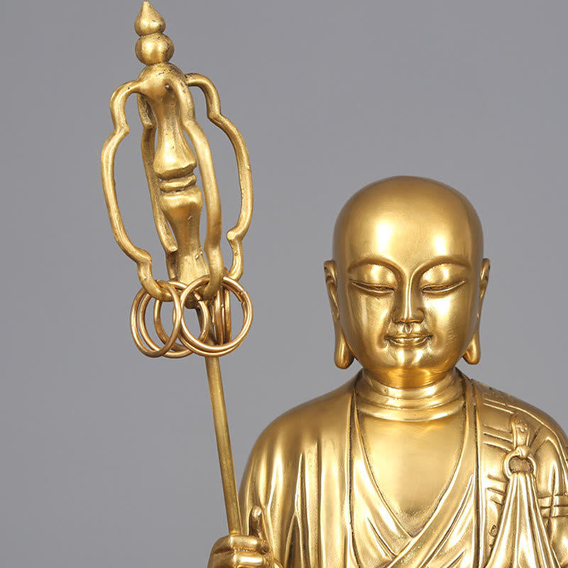 Ksitigarbha Bodhisattva Compassion Copper Statue Home Offering Decoration – Back robe patterns, 360 statue detail view