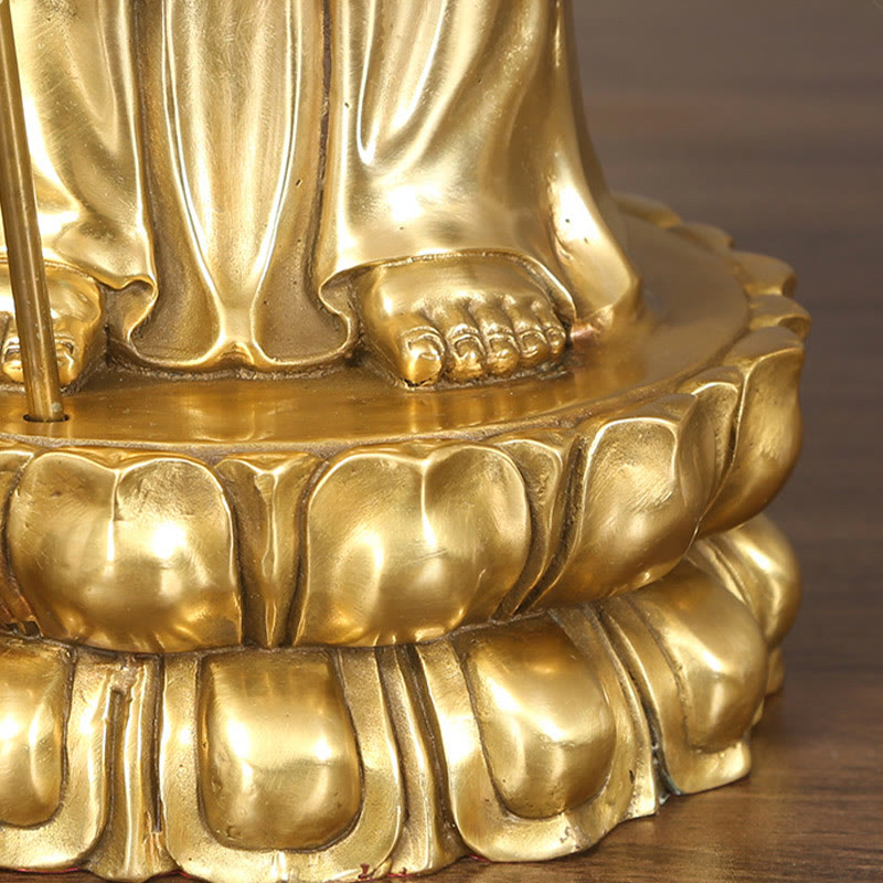 Ksitigarbha Bodhisattva Compassion Copper Statue Home Offering Decoration – Face expression close-up, compassionate gaze