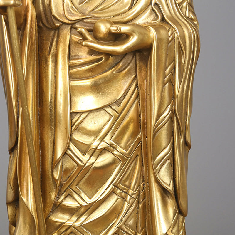 Ksitigarbha Bodhisattva Compassion Copper Statue Home Offering Decoration – Meditation room flowers, spiritual home altar