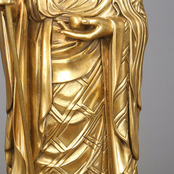 Ksitigarbha Bodhisattva Compassion Copper Statue Home Offering Decoration – Meditation room flowers, spiritual home altar