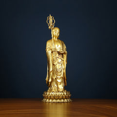 Ksitigarbha Bodhisattva Compassion Copper Statue Home Offering Decoration – Wish jewel close-up, compassion symbol