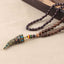 Wenge Wood Horn Pendant Necklace – Single turquoise-inlaid pendant on wood block, Tibetan necklace