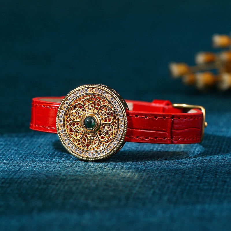 Eight Treasures Compass Jade Leather Bracelet Zweitbild