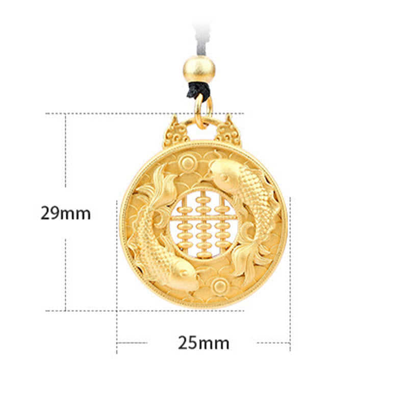 Gold Plated Copper Koi Fish Pendant – gold pendant with size annotations 25x29mm on white, spec reference