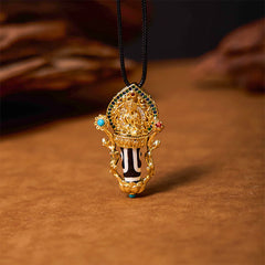 Tibetan Dzi Bead Manjusri Bodhisattva Necklace – Manjusri Bodhisattva pendant detail, wisdom sword and scripture symbol