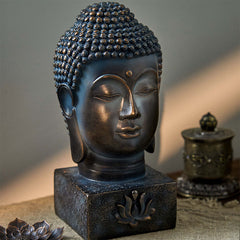 Silver Sheen Obsidian Laughing Buddha Necklace – front view showing Buddha pendant detail, protection joy jewelry