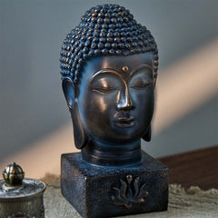 Silver Sheen Obsidian Laughing Buddha Necklace – side angle of pendant on chain, Buddhist protection amulet