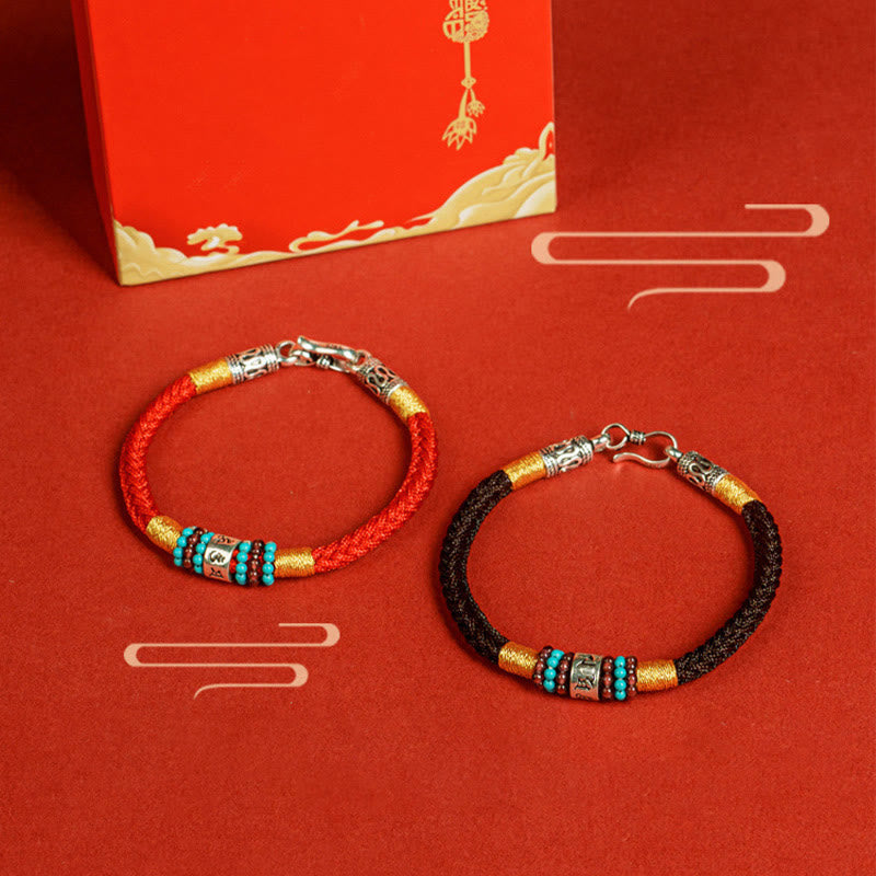 Om Mani Padme Hum Bracelet – Pair with gold gift box, red string