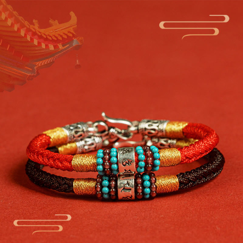 Om Mani Padme Hum Bracelet – Two cord variants stacked, matching