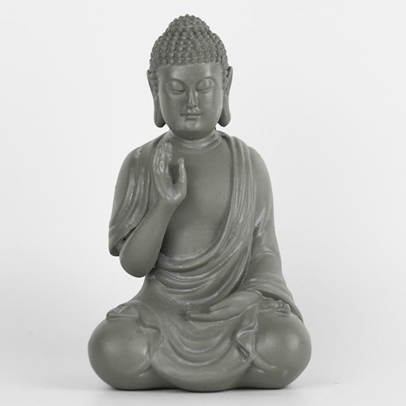 Small Meditation Prayer Resin Buddha Statue – multi-color variants white gold bronze, collection family display
