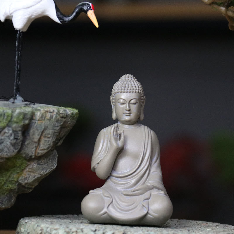 Small Meditation Prayer Resin Buddha Statue – in gift box with cushion padding, presentable spiritual gift packaging