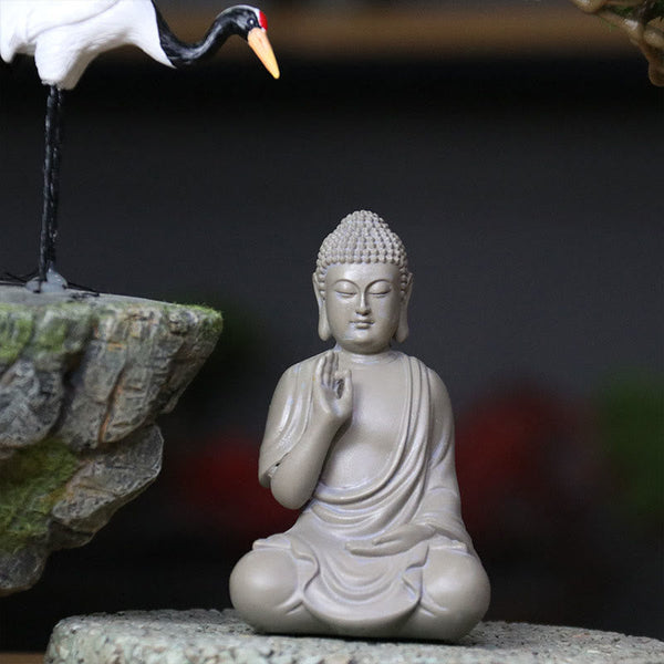 Small Meditation Prayer Resin Buddha Statue – in gift box with cushion padding, presentable spiritual gift packaging