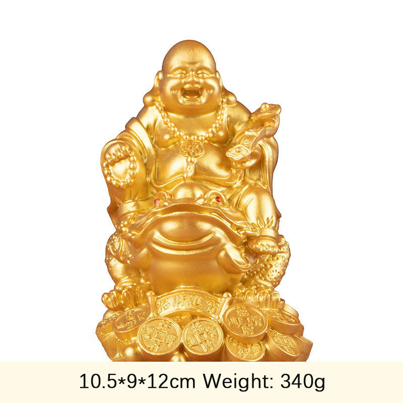Laughing Buddha Feng Shui Frog Wealth Resin Statue – back view showing robe folds and resin texture finish