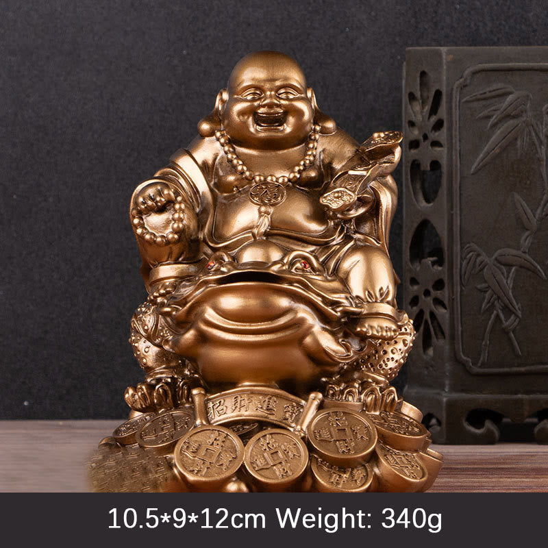 Laughing Buddha Feng Shui Frog Wealth Resin Statue – size dimension chart with ruler, height width depth specifications