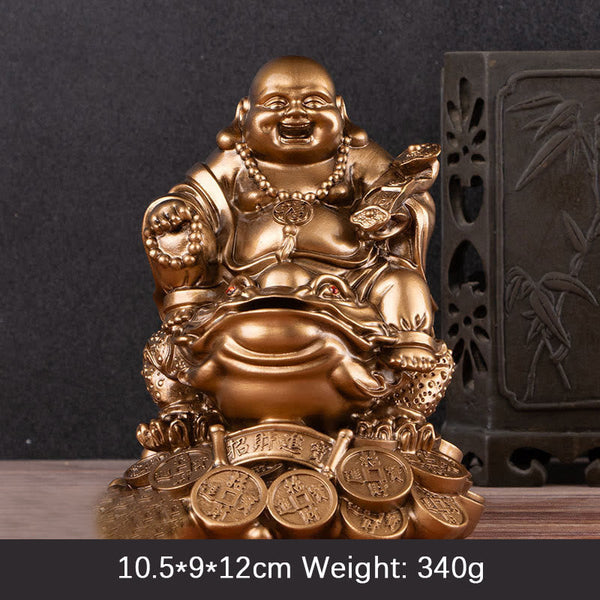 Laughing Buddha Feng Shui Frog Wealth Resin Statue – size dimension chart with ruler, height width depth specifications