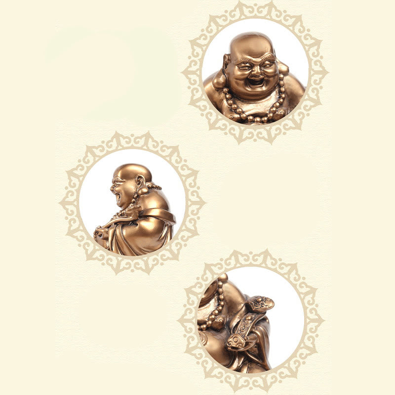 Laughing Buddha Feng Shui Frog Wealth Resin Statue – hand holding statue showing portable size and weight feel