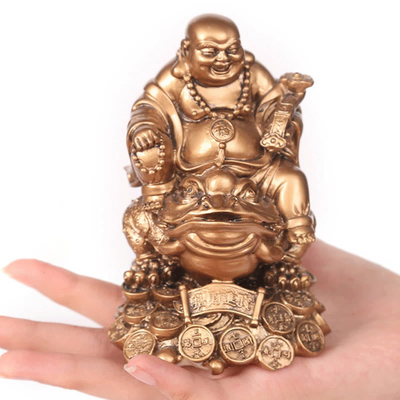 Laughing Buddha Feng Shui Frog Wealth Resin Statue – on car dashboard, vehicle protection and travel safety charm