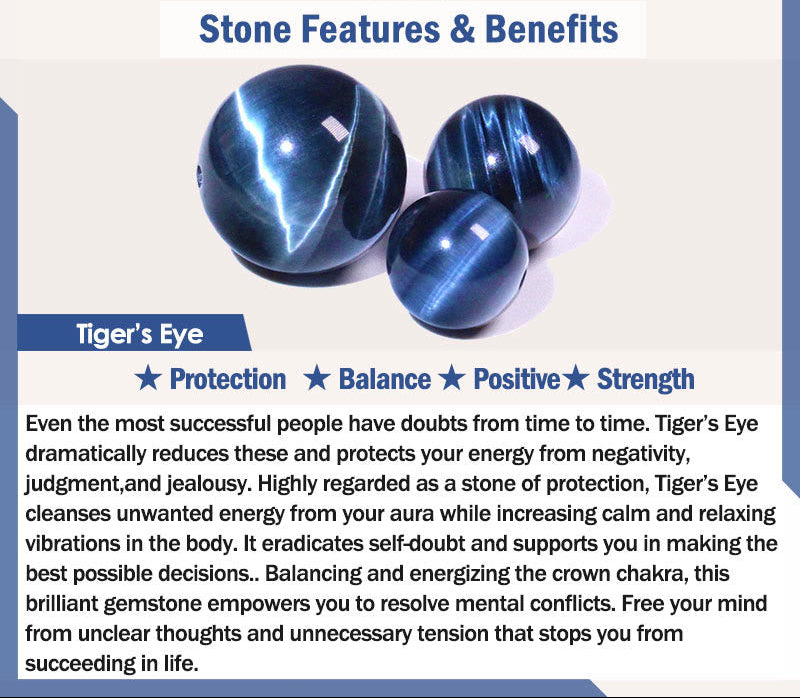 Blue Tiger Eye Om Mani Padme Hum Bracelet | Strength & Balance