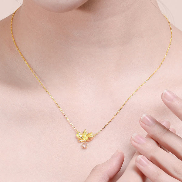 Collier avec pendentif lotus en argent sterling 925