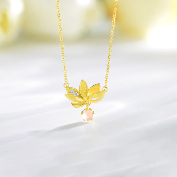 Collier avec pendentif lotus en argent sterling 925
