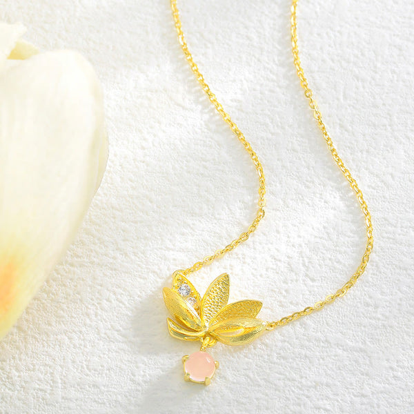 Collier avec pendentif lotus en argent sterling 925