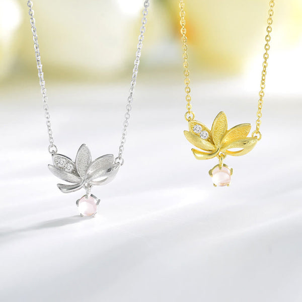 Collier avec pendentif lotus en argent sterling 925