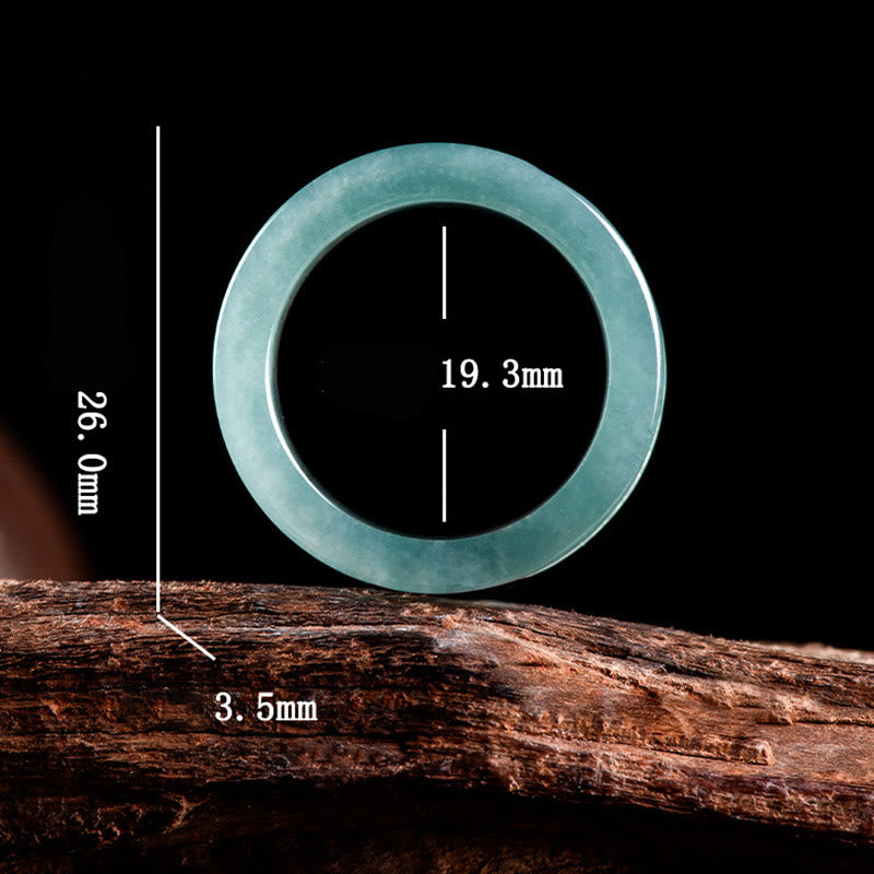 Jade Om Mani Padme Hum Ring – Upright view showing carved profile, jade ring detail
