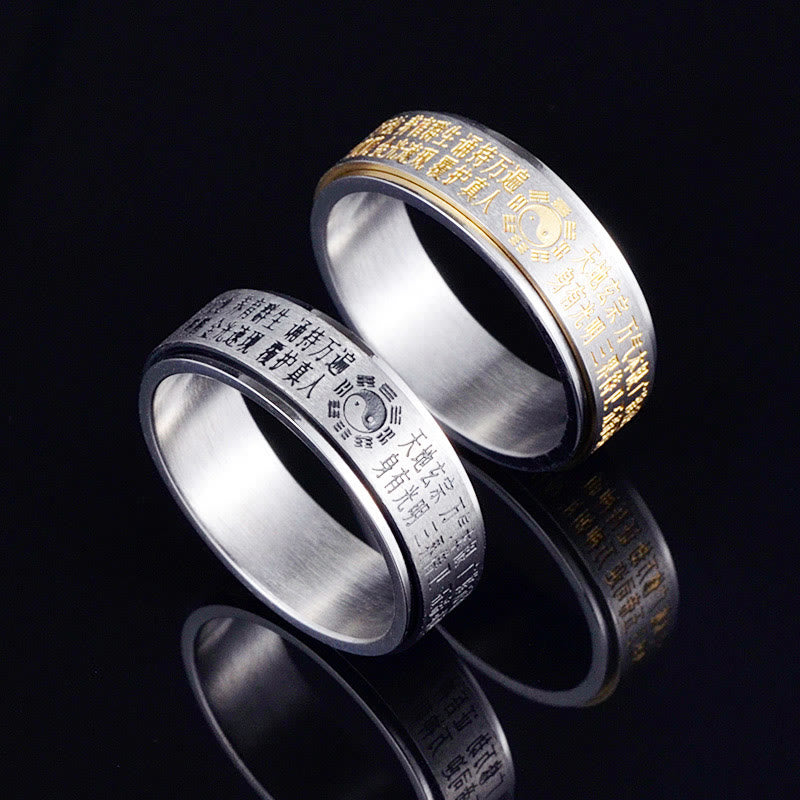 Bagua Yin Yang Titanium Steel Rotatable Ring Secondary image