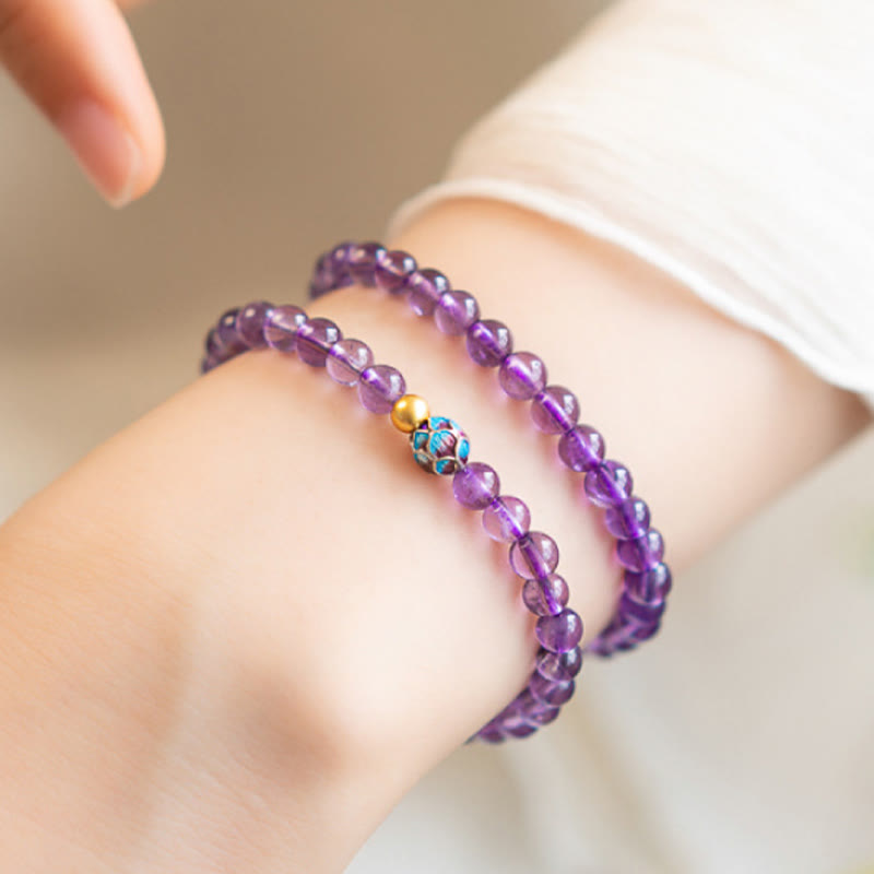 Natural Amethyst Lotus Spiritual Awareness Bracelet | Peace & Healing