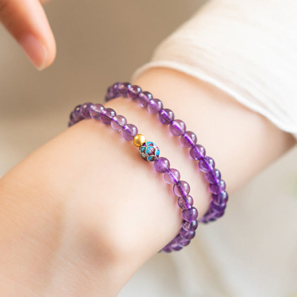 Natural Amethyst Lotus Bracelet