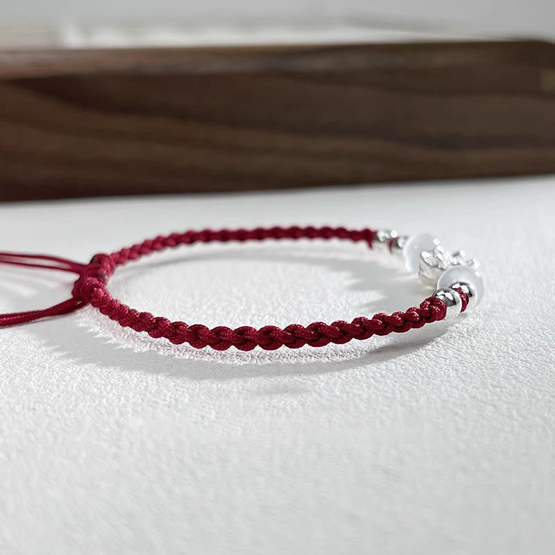 Sterling Silver Lotus Cat's Eye String Bracelet | Clarity & Protection