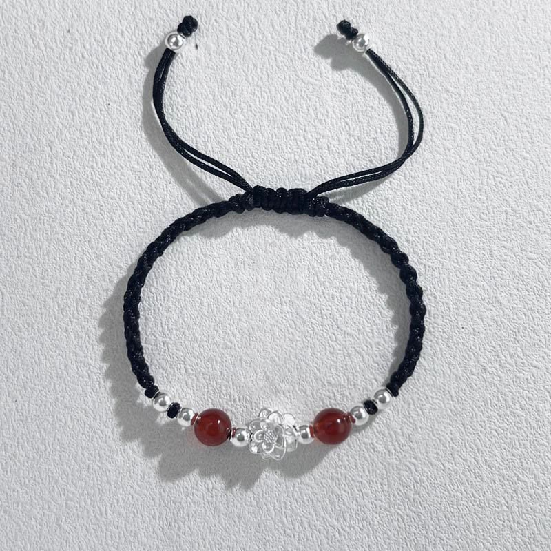 Sterling Silver Lotus Cat's Eye String Bracelet | Clarity & Protection