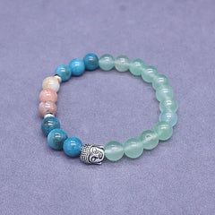 Mixed Gemstone Buddha Head Bracelet – tiger eye stone beads with golden Buddha head, courage confidence energy jewelry