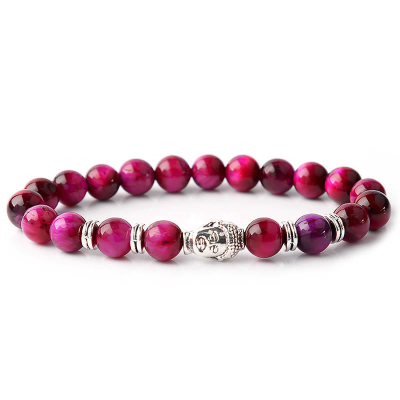 Product 1028: Blue Green Red Tiger Eye Buddha Bracelet